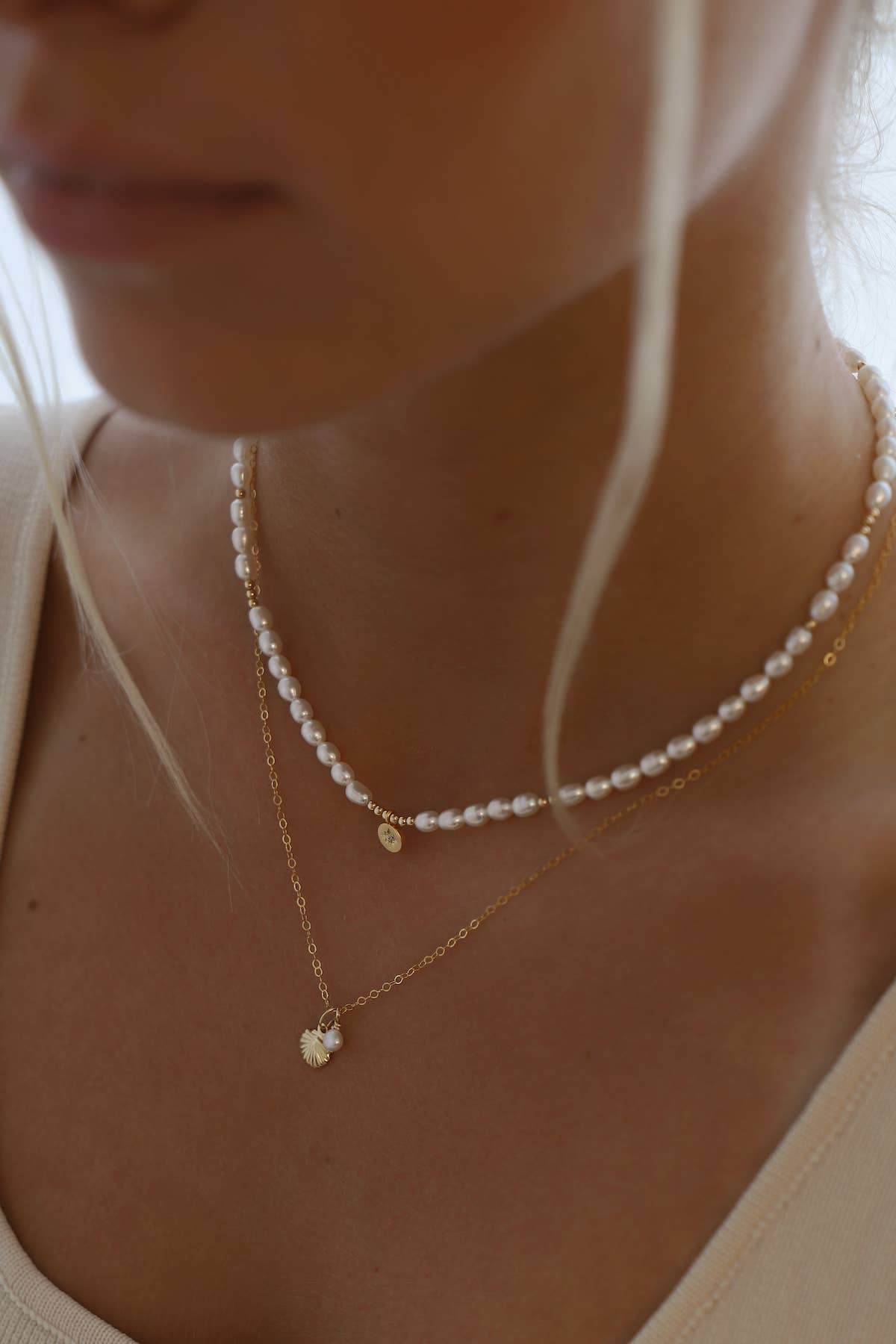Beaded Pearl Necklace with Star Pendant
