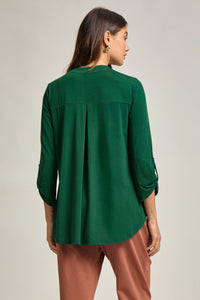 Signature Lizzy Top – Wrinkle-Free Travel Blouse with Mandarin Collar