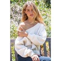 FRENCH TERRY FLEECE OFF SHOULDER TOP - Plus/Curvy