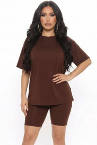 Oversized Top & High Waisted Biker Shorts Set