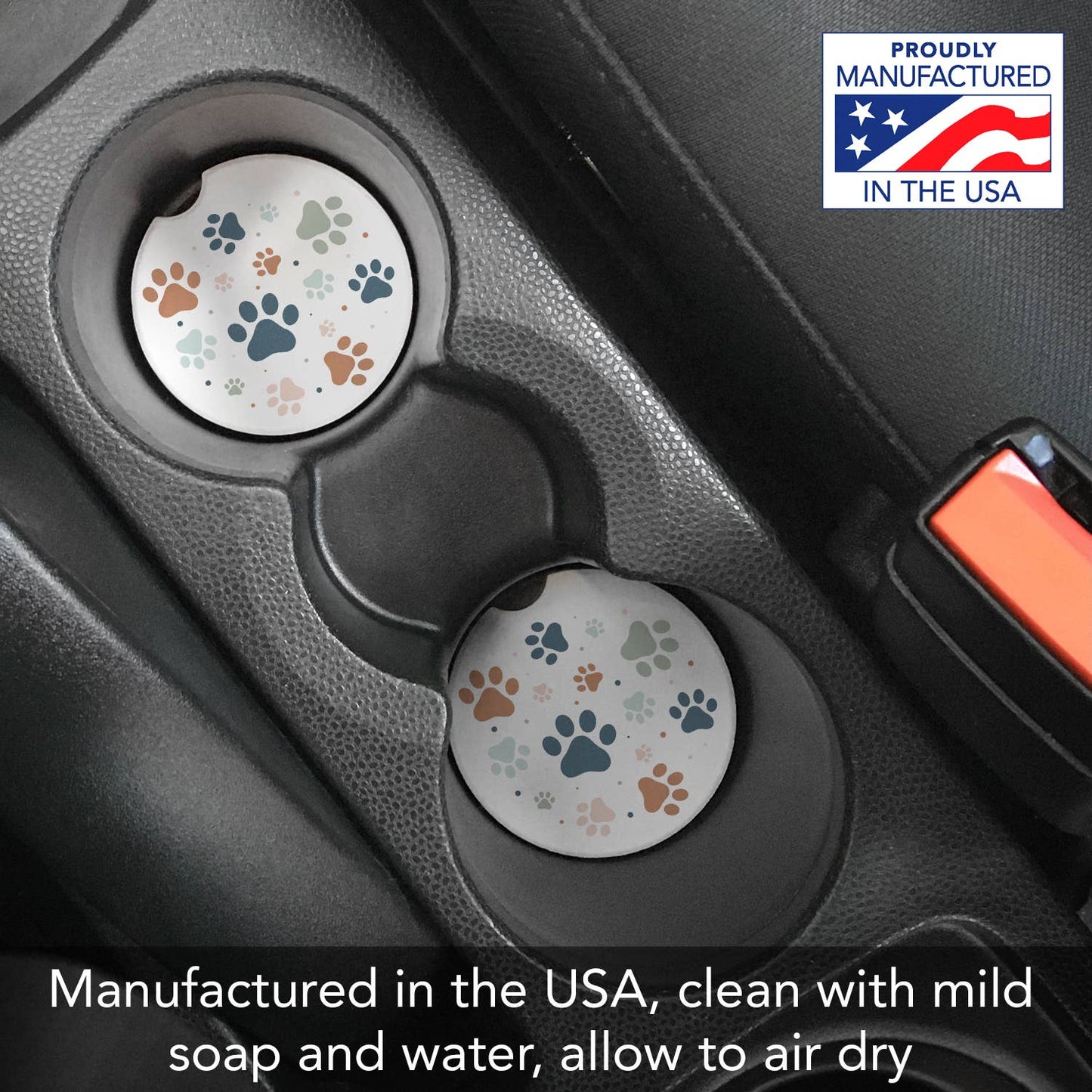"Paw Prints" Absorbent Stone Car Coaster 1pk