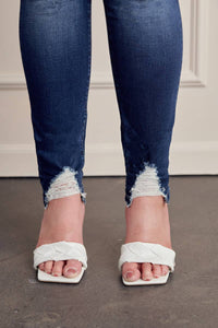 Plus High Rise Button Up Cuffed Super Skinny Jeans