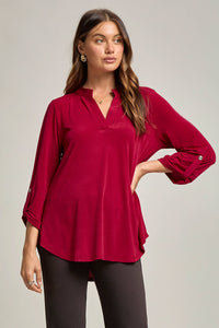 Signature Lizzy Top – Wrinkle-Free Travel Blouse with Mandarin Collar