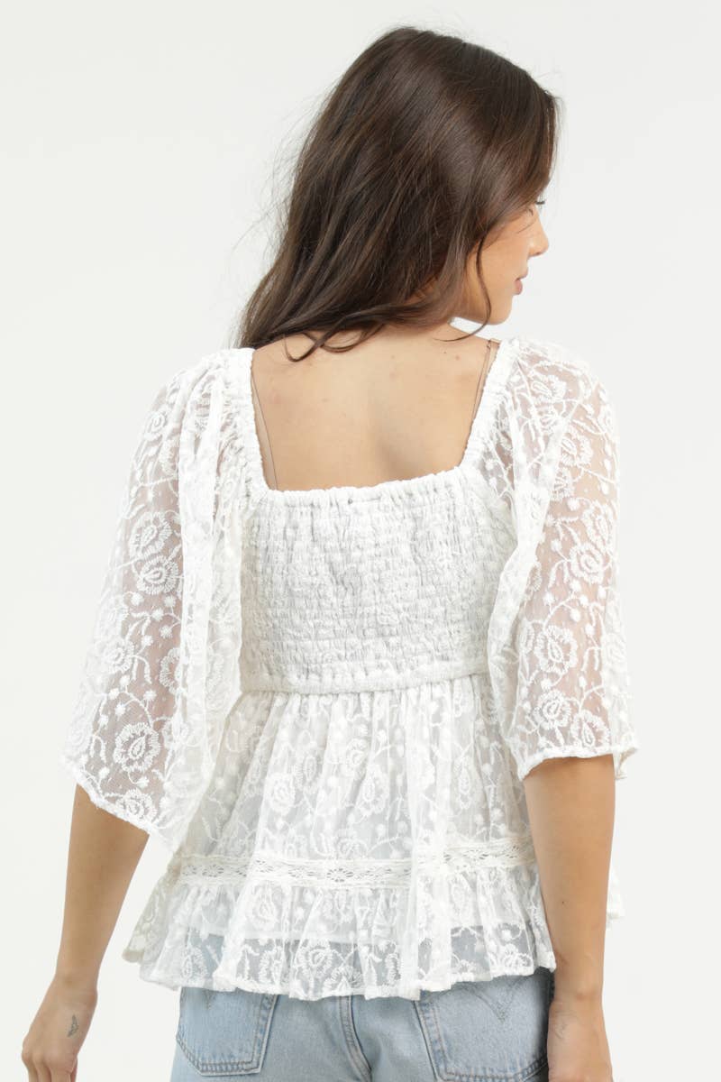 LACE TWIST FRONT BLOUSE