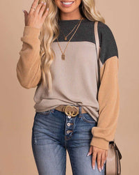 Colorblock Ribbed Long-Sleeve Top – Chic & Comfortable Wardrobe Essential