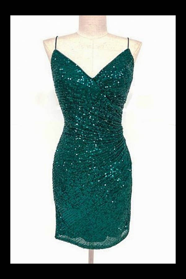 Sparkling Sequin Bodycon Mini Dress with Spaghetti Straps