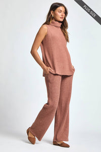 PLUS SIZE 3 Piece Set Cowl Neck Tank Top + Cardigan + Pants