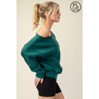 FRENCH TERRY FLEECE OFF SHOULDER TOP - Plus/Curvy
