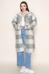 Checkered Knit Zip-Up Jacket