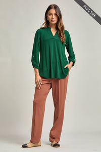 PLUS SIZE Signature Lizzy Top – Wrinkle-Free Travel Blouse with Mandarin Collar