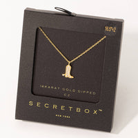 Gold Dipped Pave Cowboy Boot Pendant Necklace