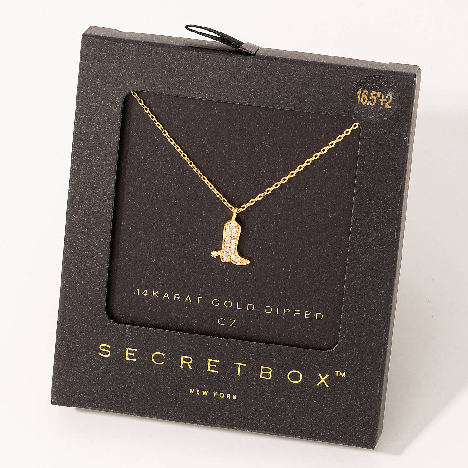 Gold Dipped Pave Cowboy Boot Pendant Necklace
