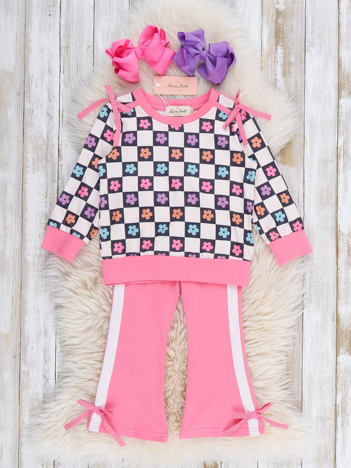 Checkered Petal Grove Ruffle Outfit