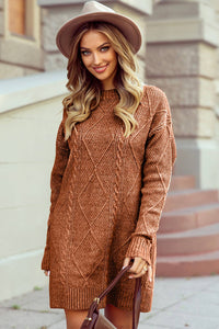 Cable Knit Drop Shoulder Loose Fit Sweater Fall Dress