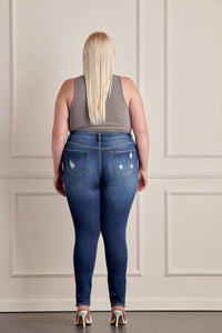 Plus High Rise Button Up Cuffed Super Skinny Jeans