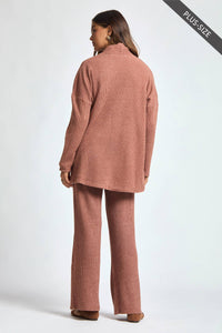 PLUS SIZE 3 Piece Set Cowl Neck Tank Top + Cardigan + Pants