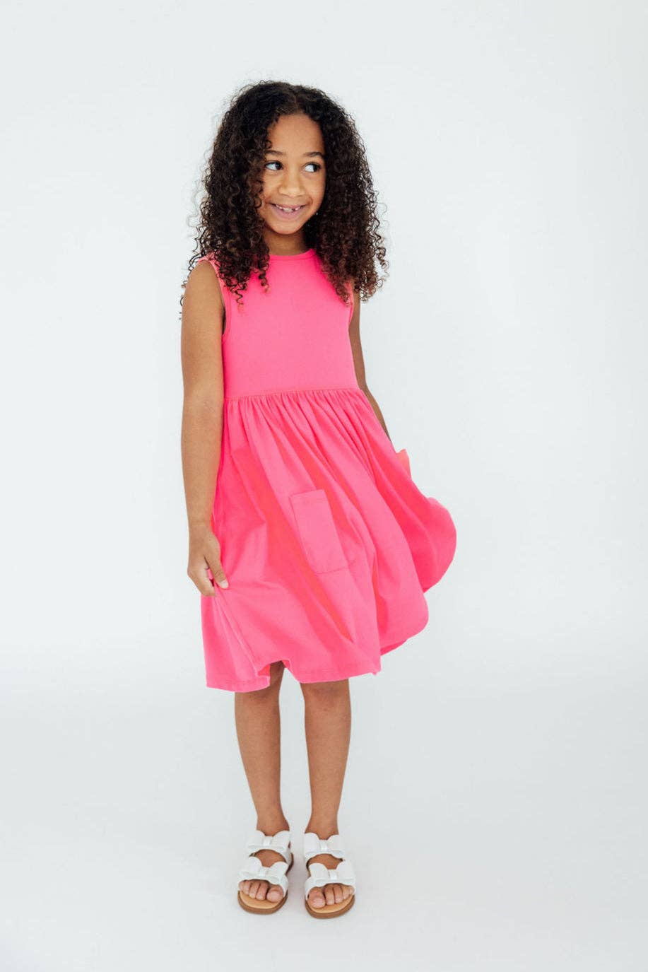 Neon Pink Tank Pocket Twirl Dress - COMING SOON!